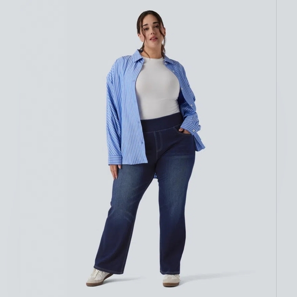 Halara Flex™ High Waisted Pockets Washed Casual Bootcut Plus Size - Picture 2 of 9